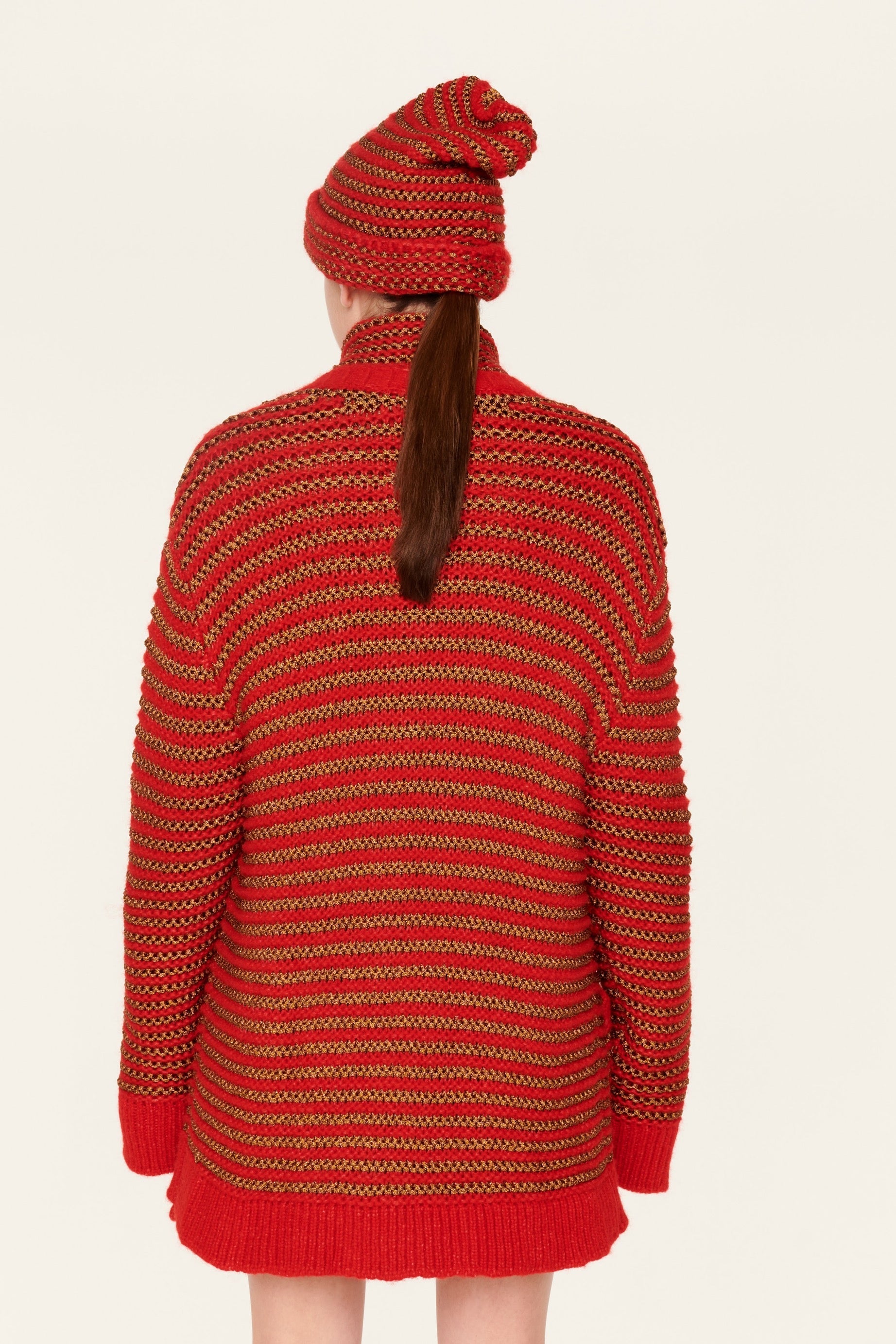 Veste à coutures apparentes et rayures - Rouge & Or