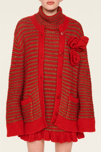 Veste à coutures apparentes et rayures - Rouge & Or