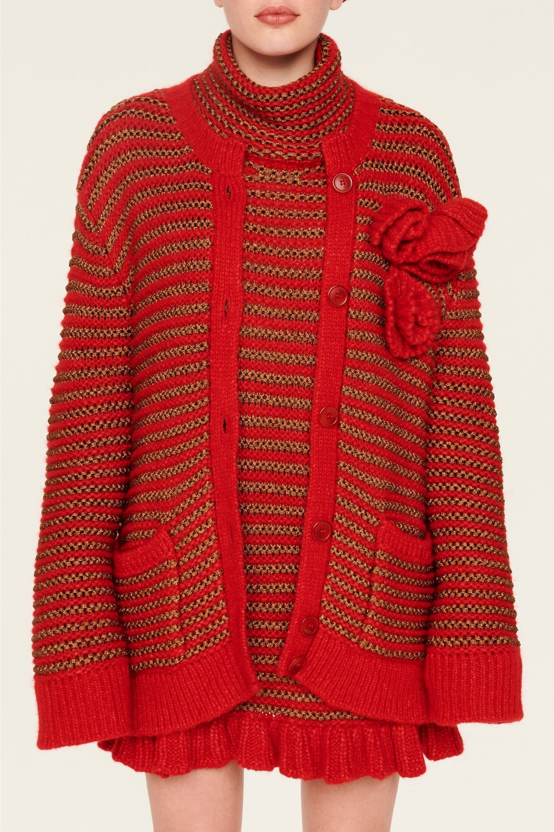 Veste à coutures apparentes et rayures - Rouge & Or