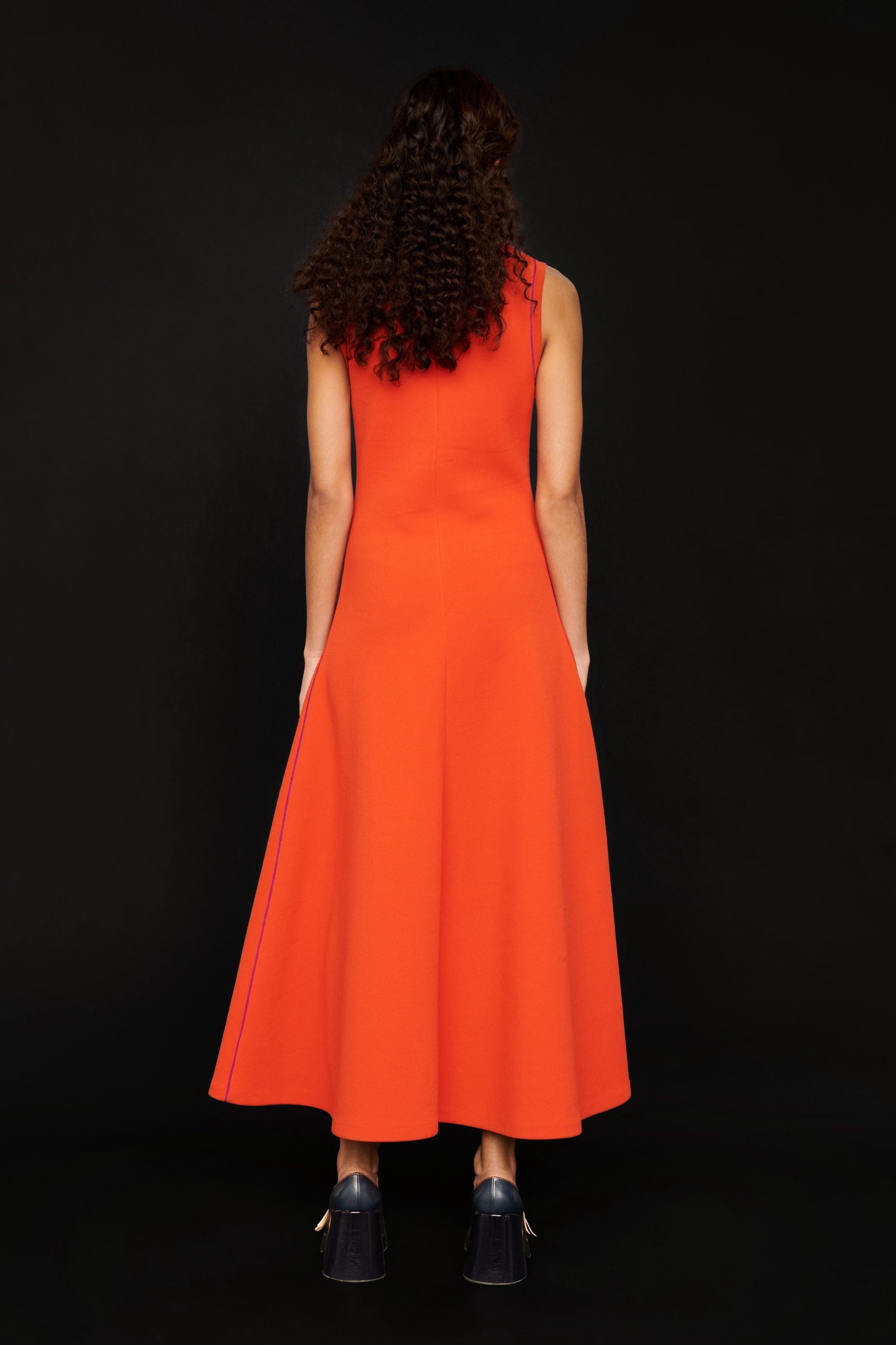 Robe longue évasée - Orange
