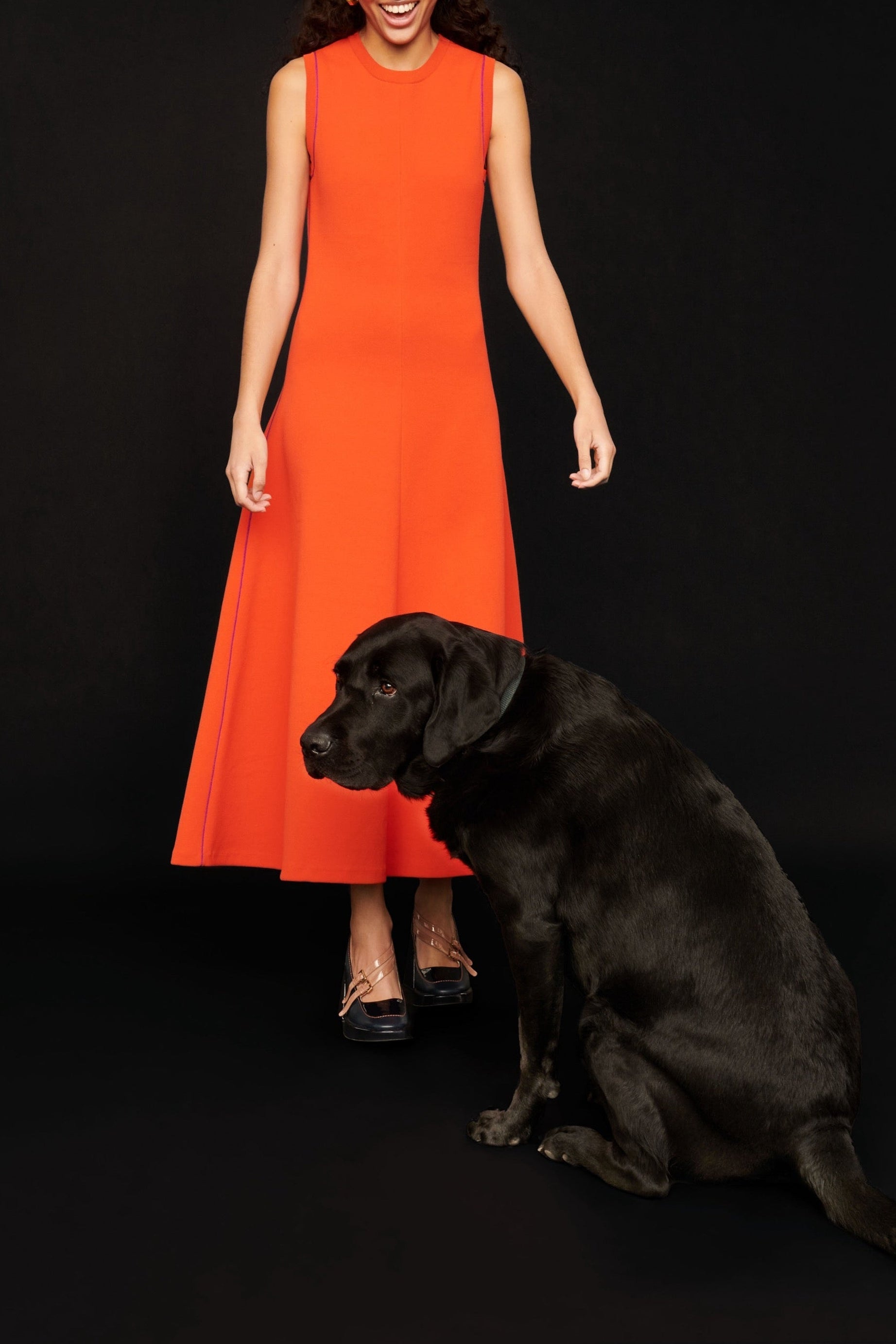 Robe longue évasée - Orange