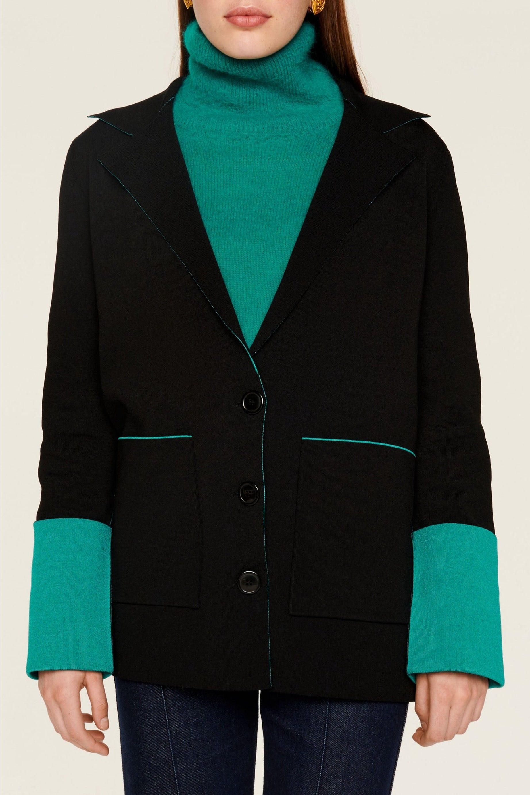 Veste tailleur bicolore - Noir