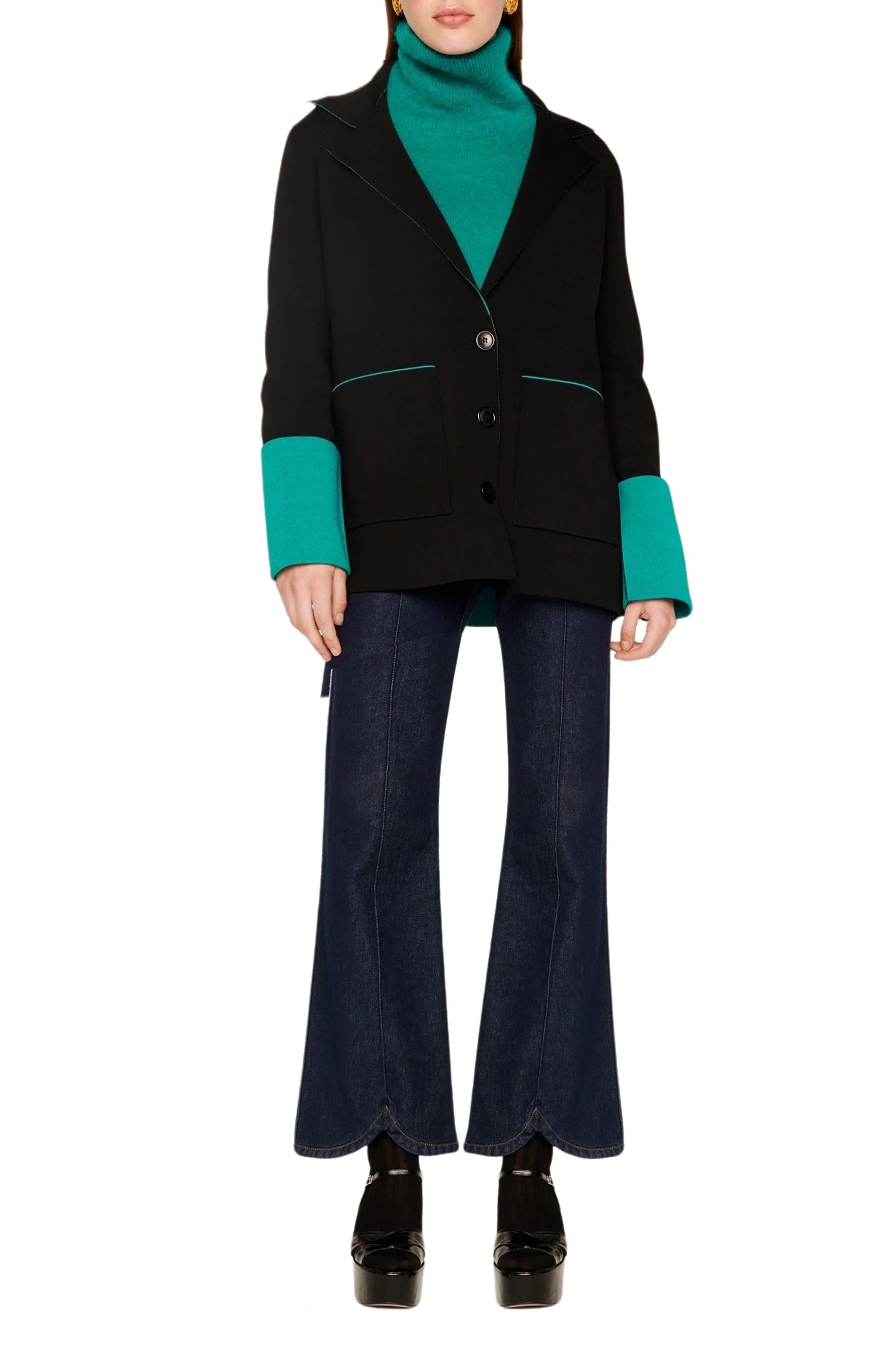 Veste tailleur bicolore - Noir