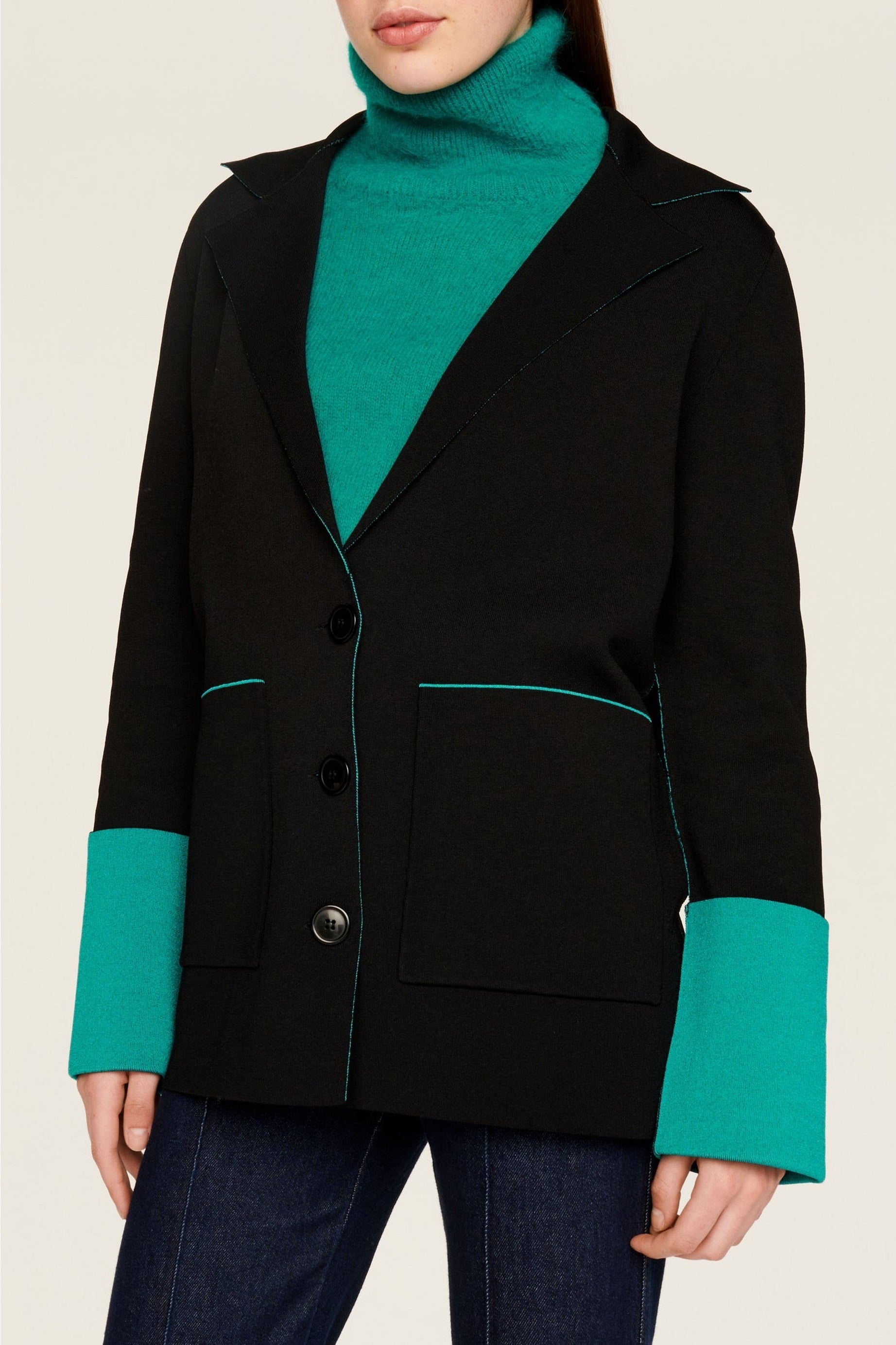Veste tailleur bicolore - Noir