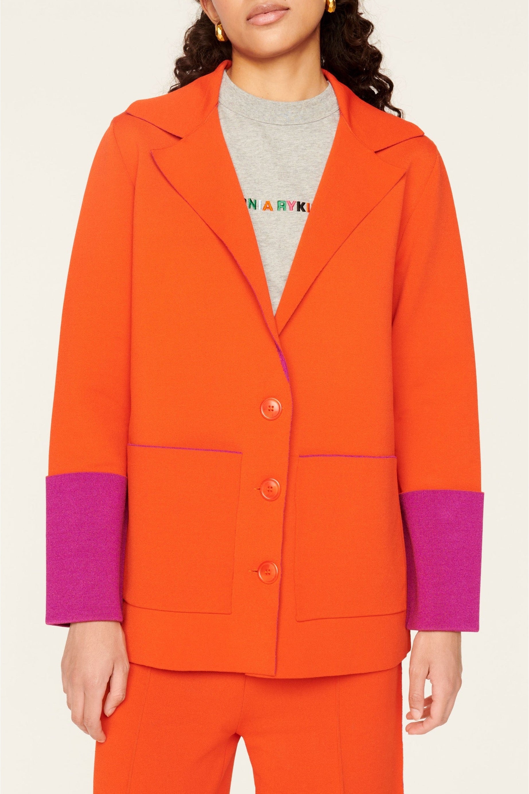 Veste tailleur bicolore - Orange