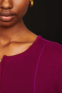 Veste milano coupe ceintrée à zip en laine - Fuchsia