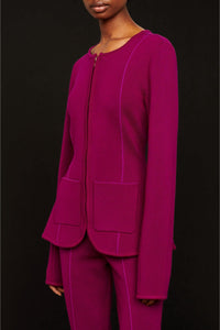 Veste milano coupe ceintrée à zip en laine - Fuchsia