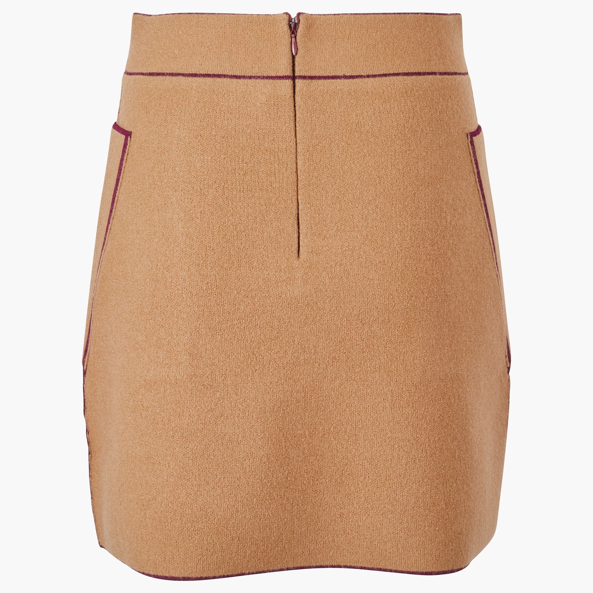 Mini-jupe à coutures contrastées en laine - Beige