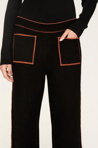 Pantalon coupe flare zippé en laine - Noir