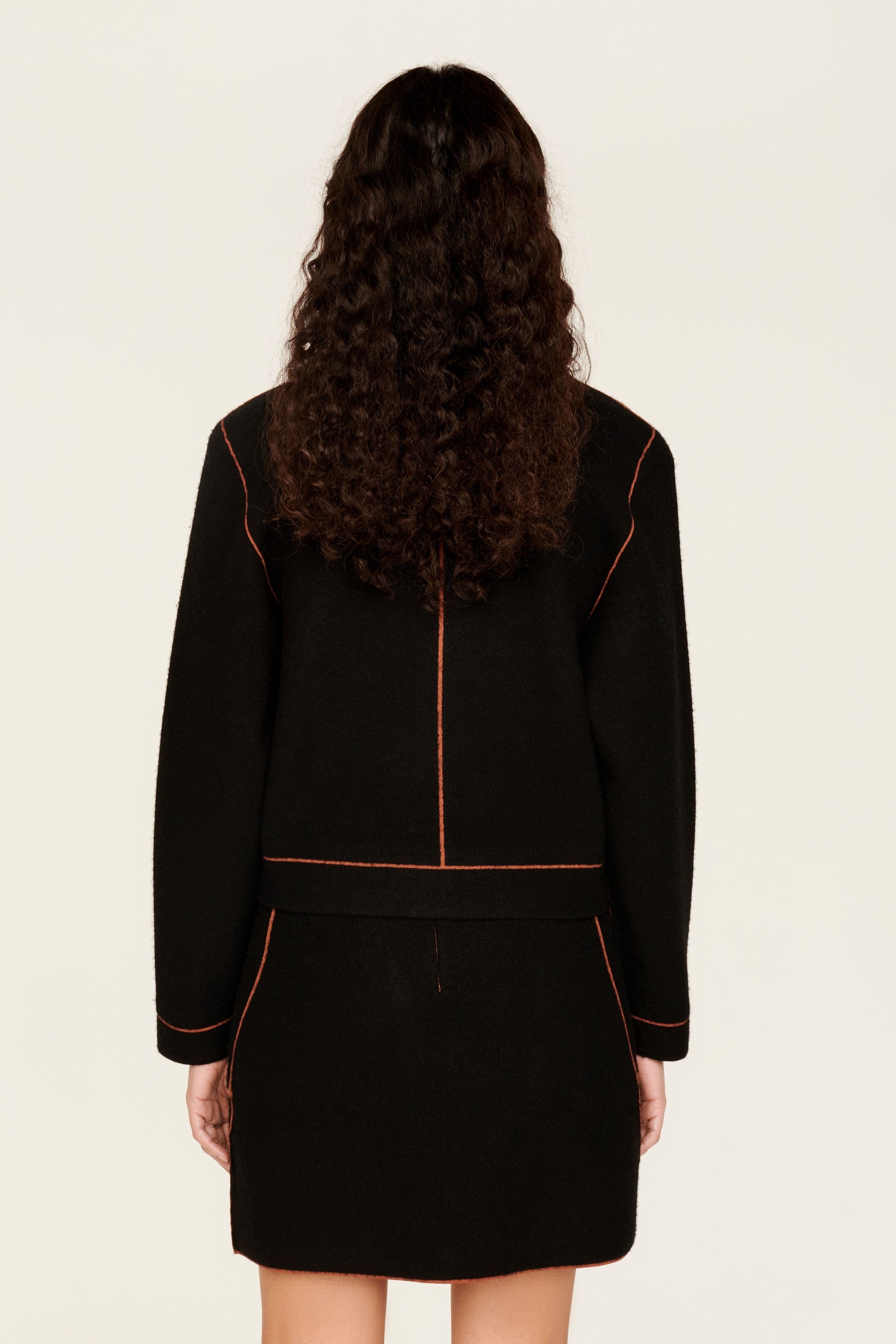 Veste à coutures contrastées en laine - Noir
