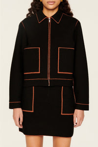 Veste à coutures contrastées en laine - Noir