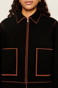 Veste à coutures contrastées en laine - Noir