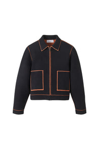 Veste à coutures contrastées en laine - Noir