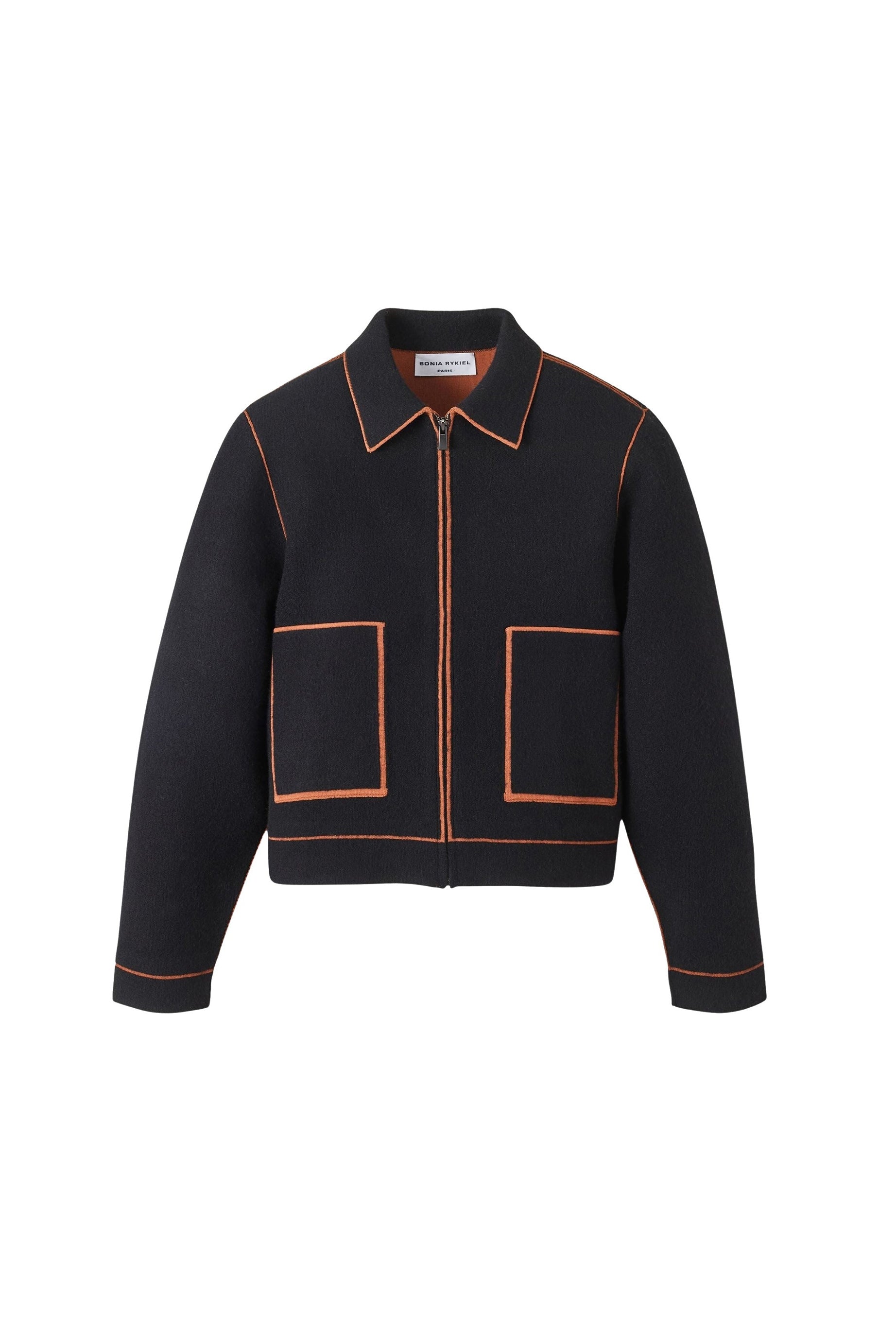 Veste à coutures contrastées en laine - Noir