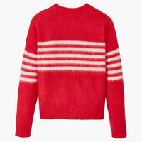 Pull Intarsia tricolore à rayures en alpaga - Rouge