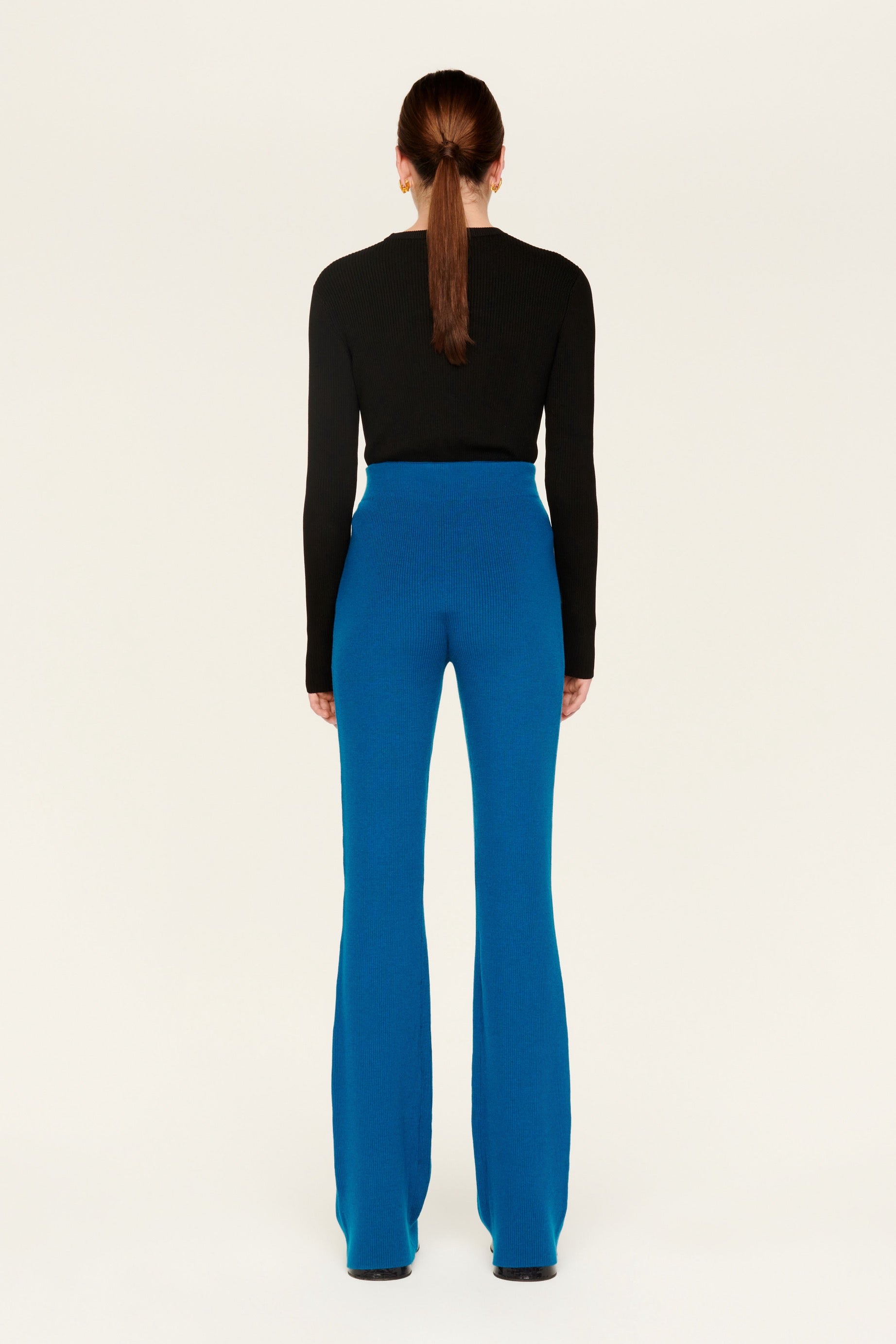 Pantalon tissu côtelé en laine - Bleu de Prusse