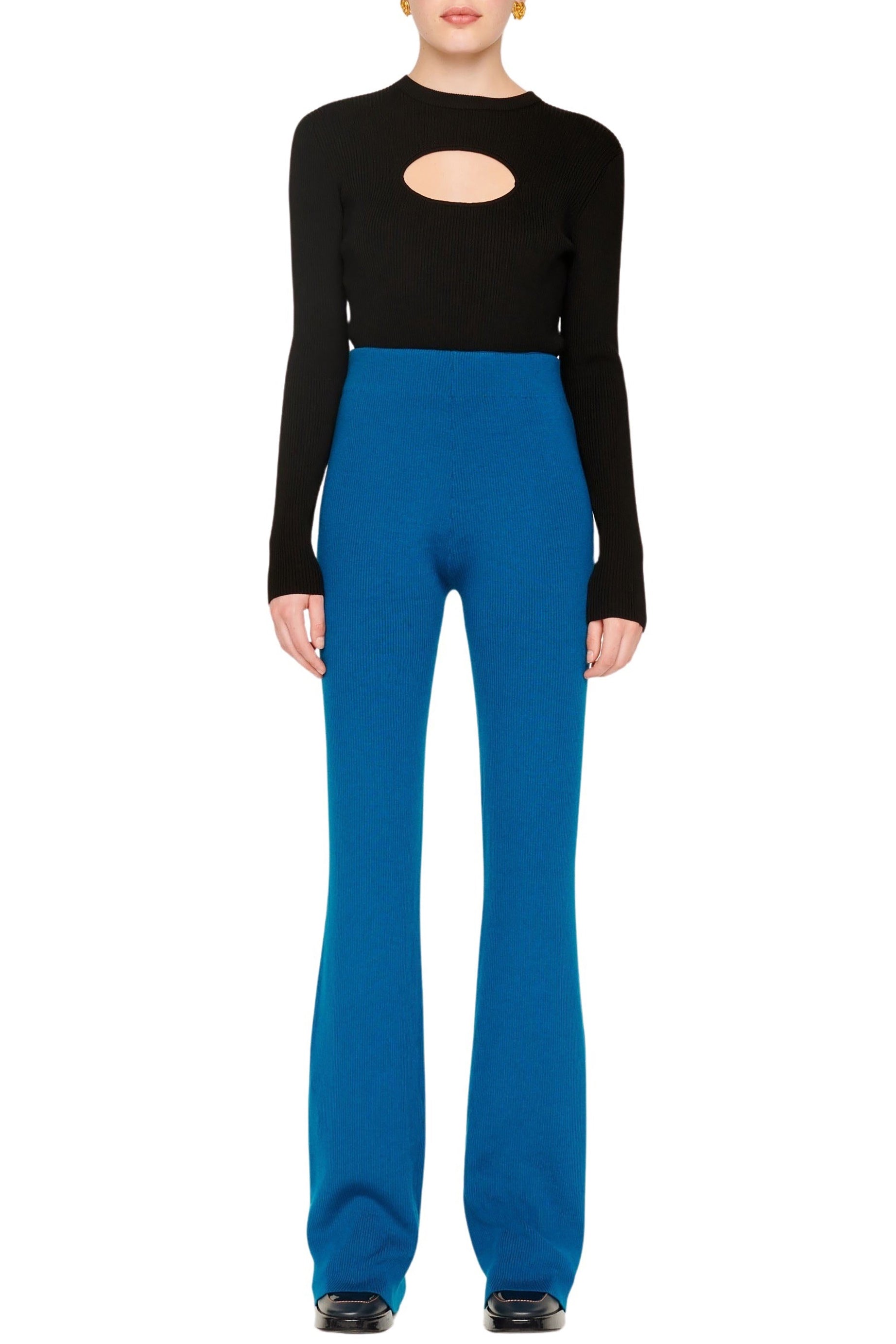 Pantalon tissu côtelé en laine - Bleu de Prusse