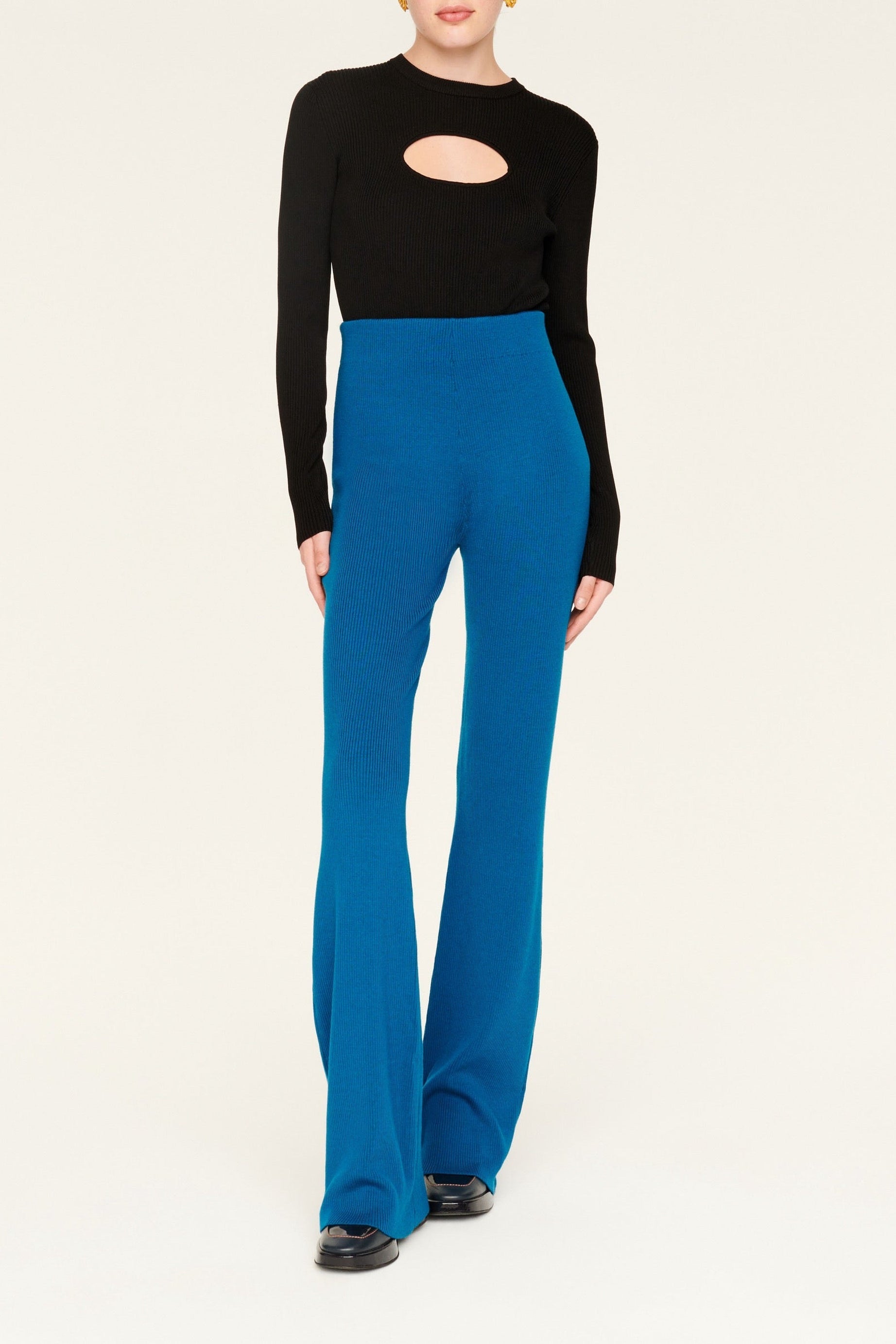 Pantalon tissu côtelé en laine - Bleu de Prusse
