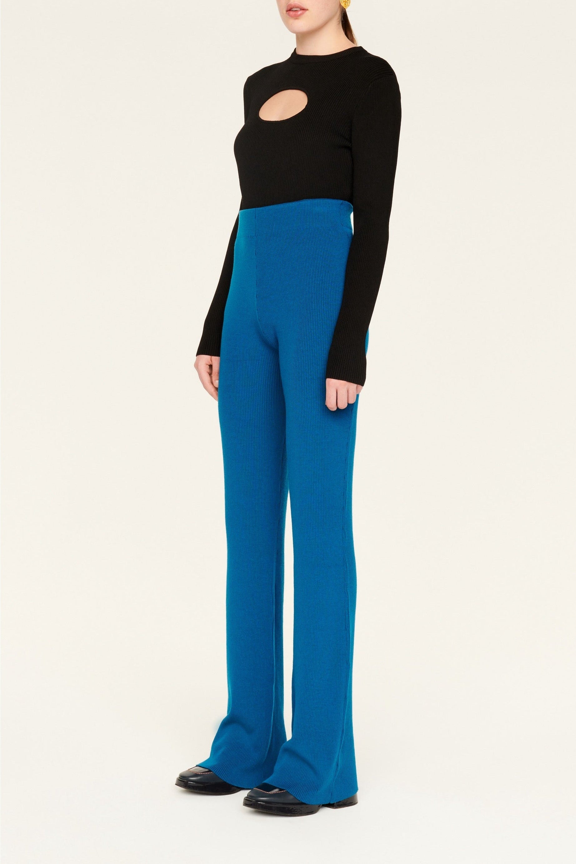 Pantalon tissu côtelé en laine - Bleu de Prusse