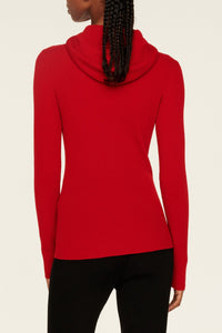 Hoodie côtelée en laine - Rouge