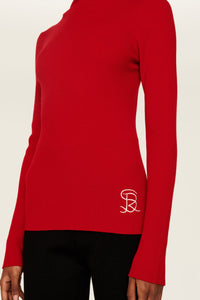 Hoodie côtelée en laine - Rouge