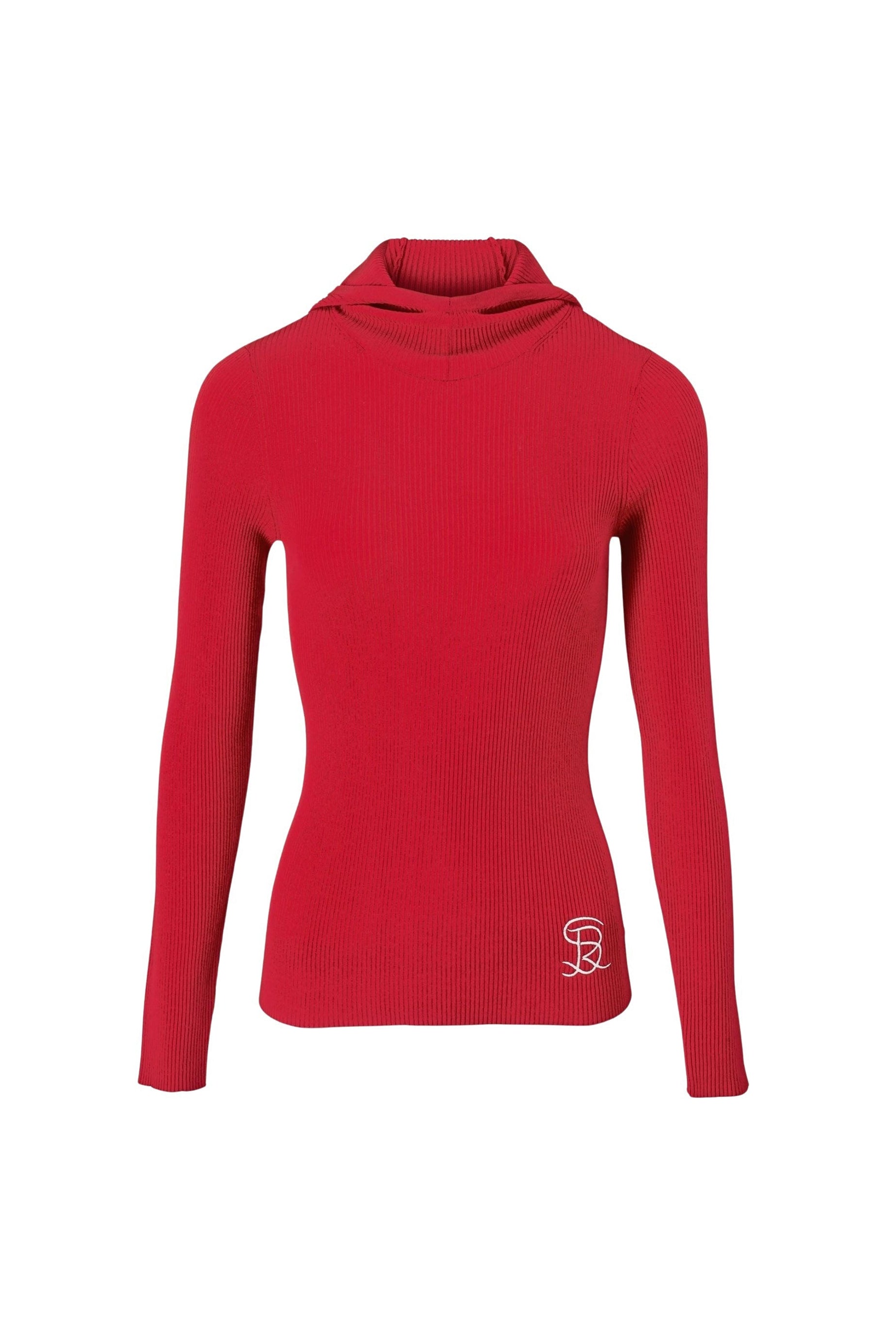 Hoodie côtelée en laine - Rouge