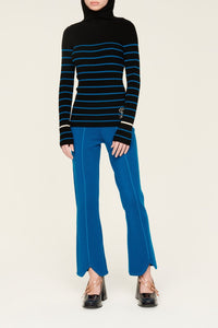 Hoodie côtelée en laine - Noir & Bleu de Prusse