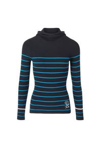 Hoodie côtelée en laine - Noir & Bleu de Prusse