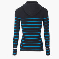 Hoodie côtelée en laine - Noir & Bleu de Prusse