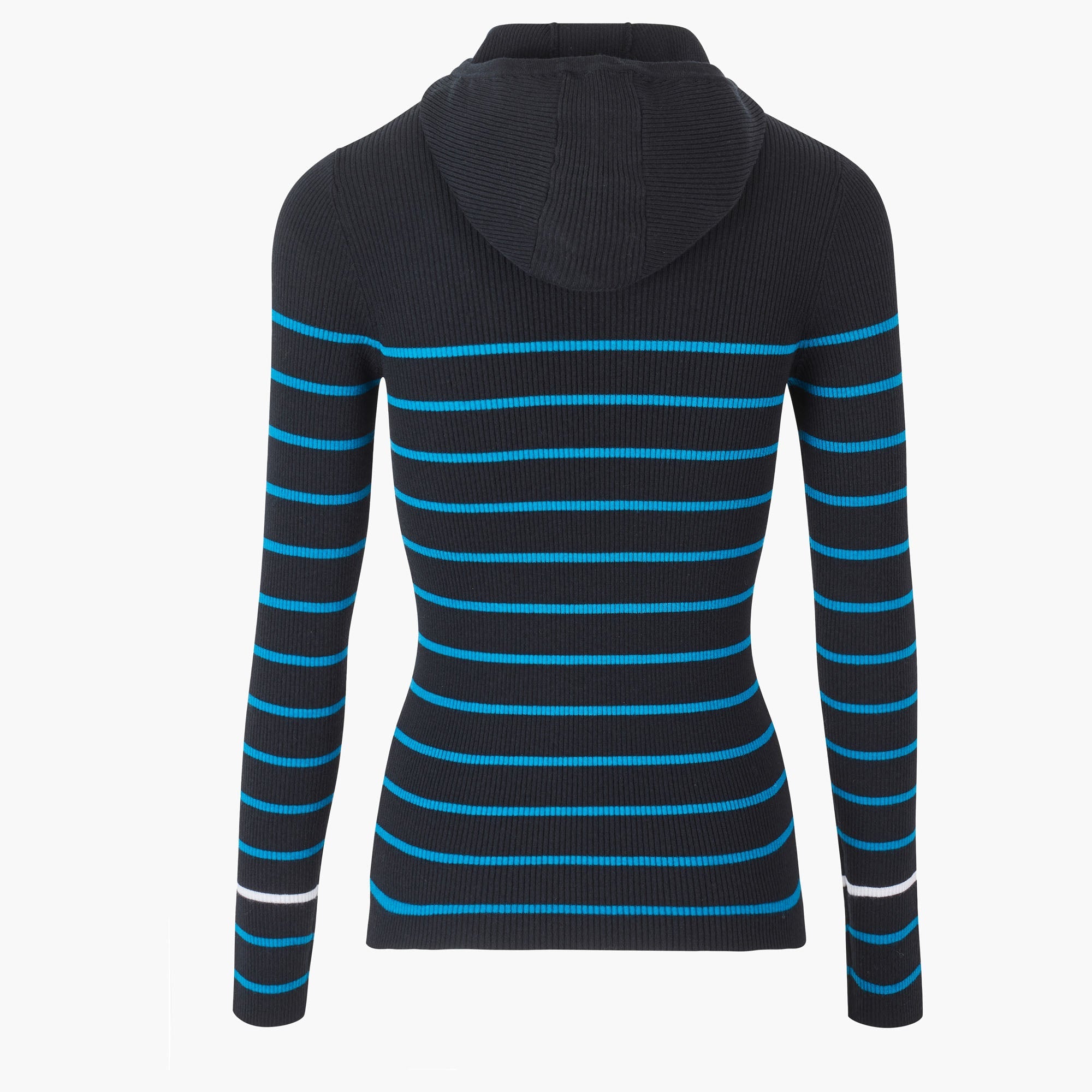 Hoodie côtelée en laine - Noir & Bleu de Prusse