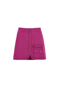 Jupe ceintrée en jean - Fuchsia