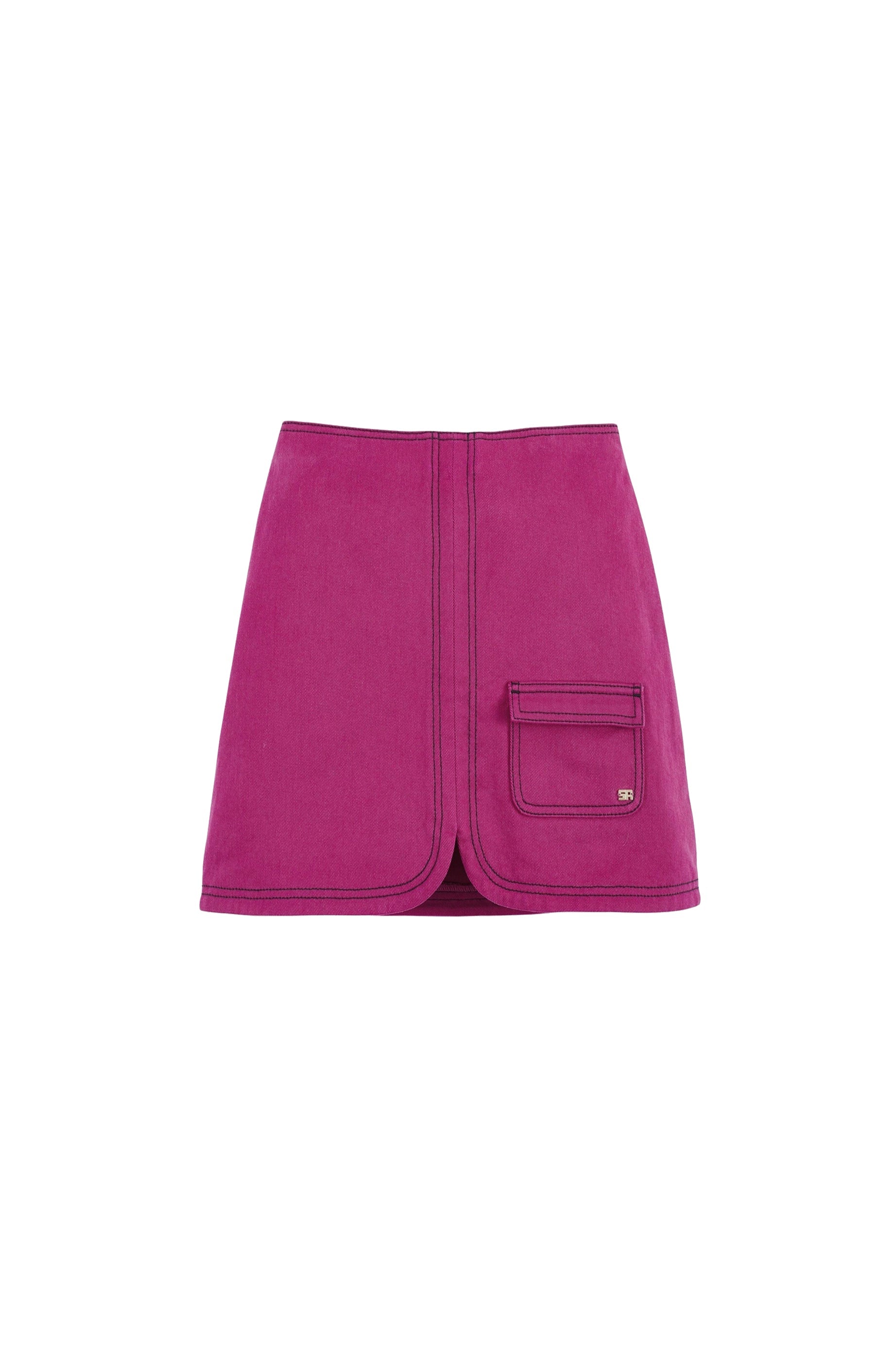 Jupe ceintrée en jean - Fuchsia