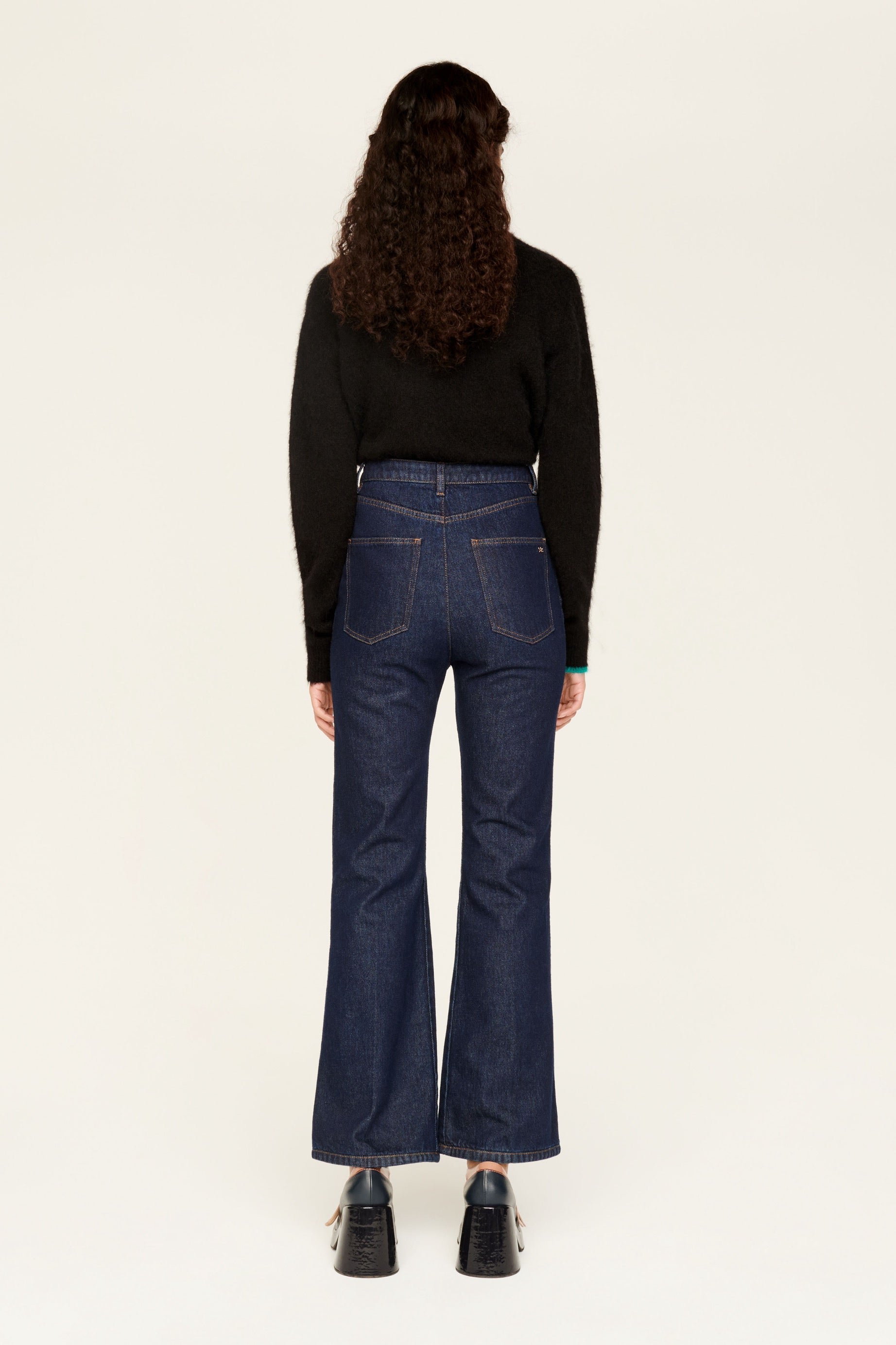 Pantalon en jean taille haute boutonné - Brut