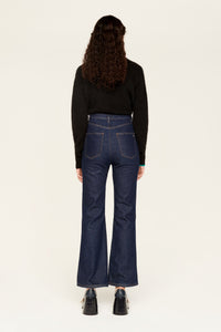 Pantalon en jean taille haute boutonné - Brut