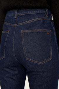 Pantalon en jean taille haute boutonné - Brut