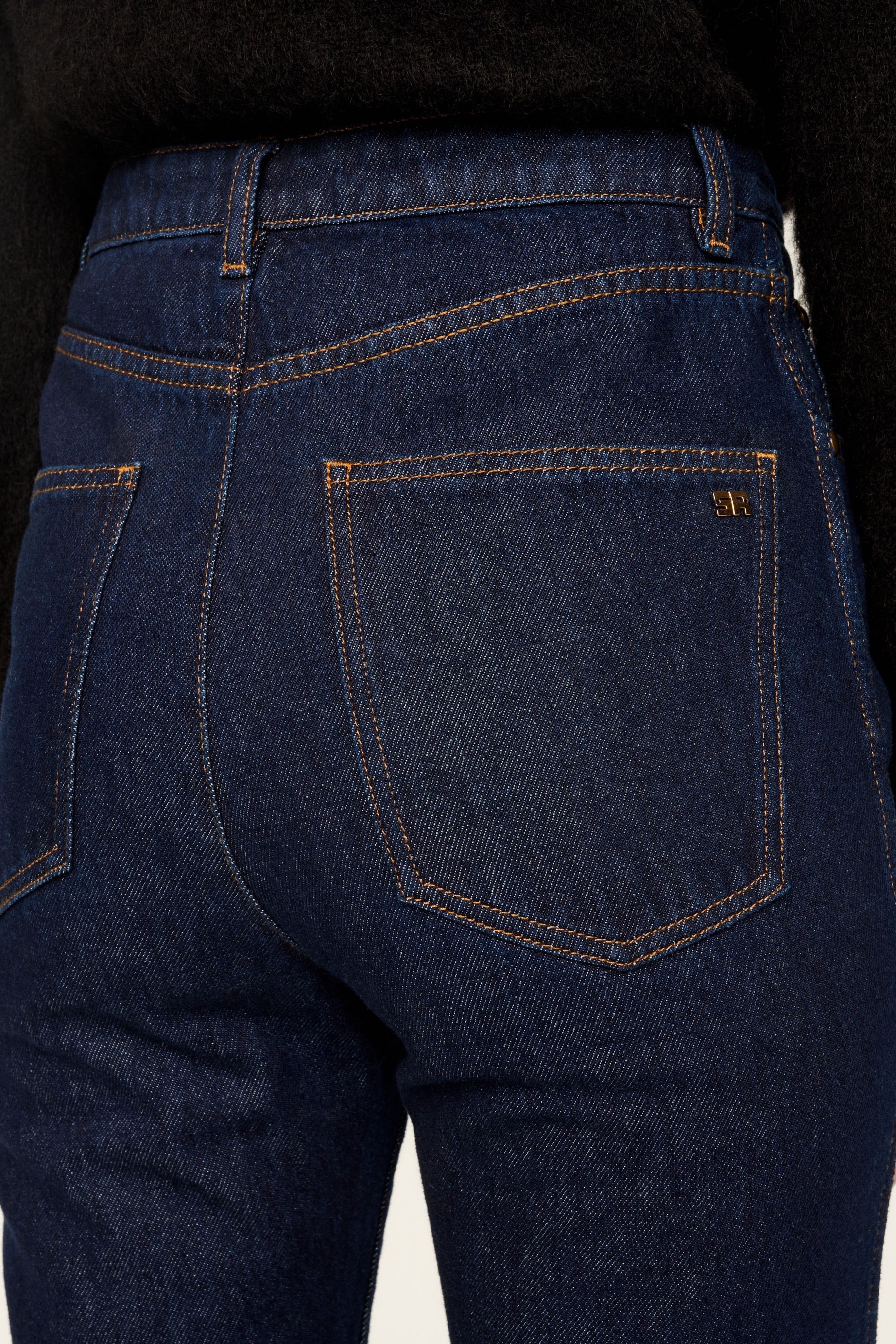 Pantalon en jean taille haute boutonné - Brut