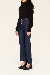 Pantalon en jean taille haute boutonné - Brut