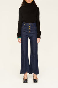 Pantalon en jean taille haute boutonné - Brut
