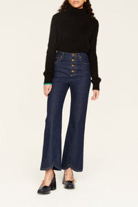 Pantalon en jean taille haute boutonné - Brut