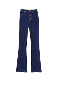 Pantalon en jean taille haute boutonné - Brut