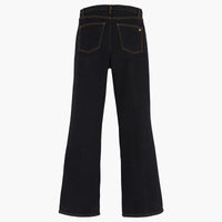 Pantalon en jean taille haute boutonné - Noir