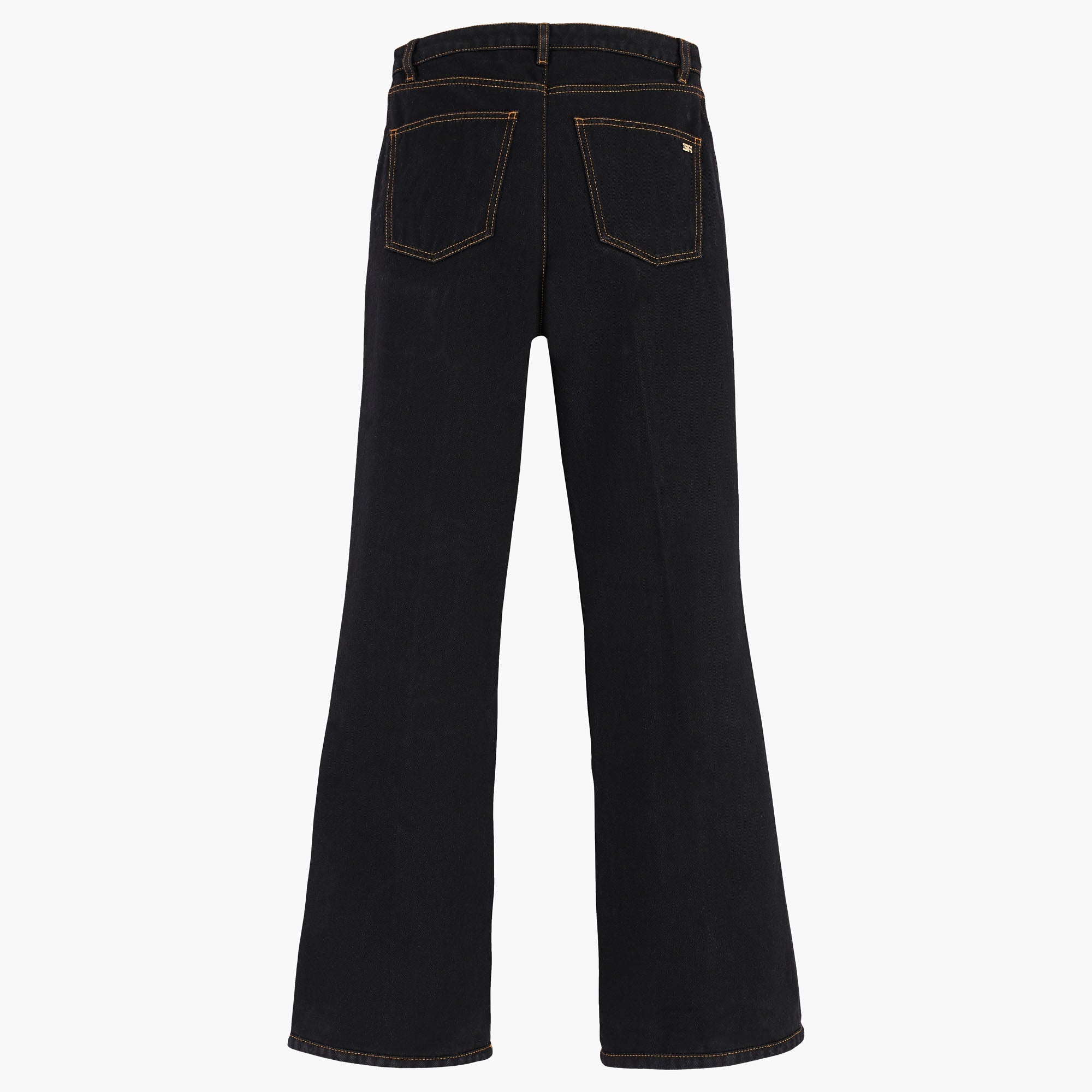 Pantalon en jean taille haute boutonné - Noir