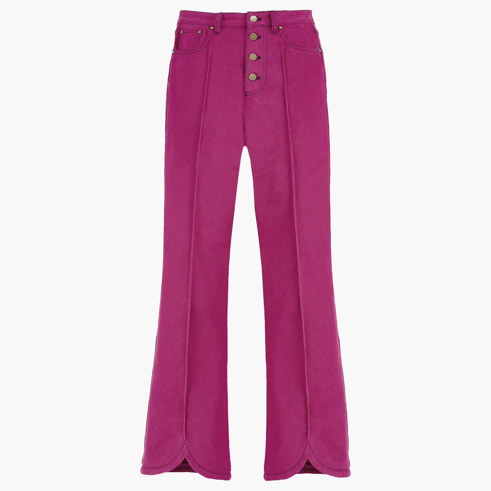 Pantalon en jean taille haute - Fuchsia