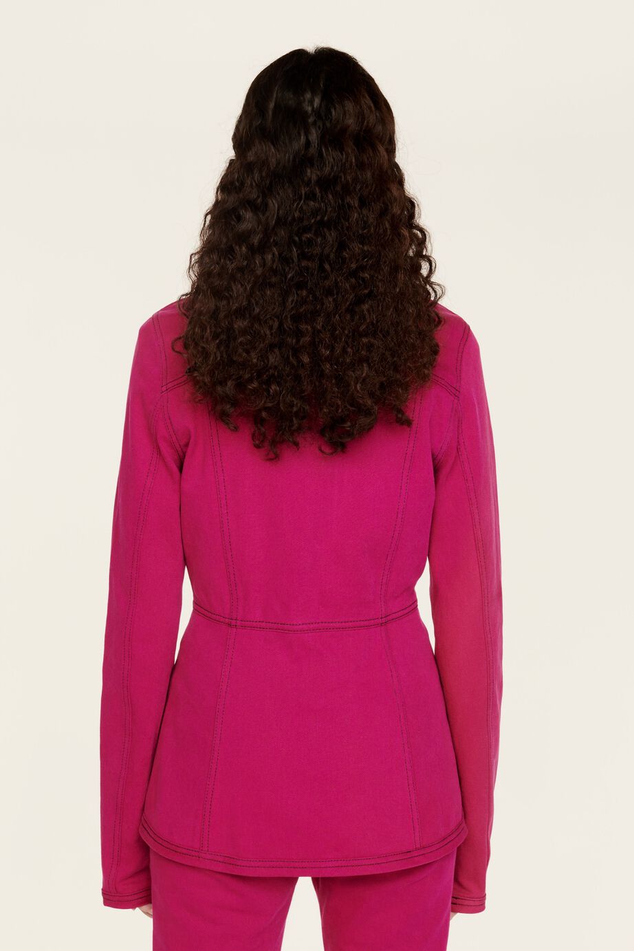 Veste coupe cintrée en jean - Fuchsia