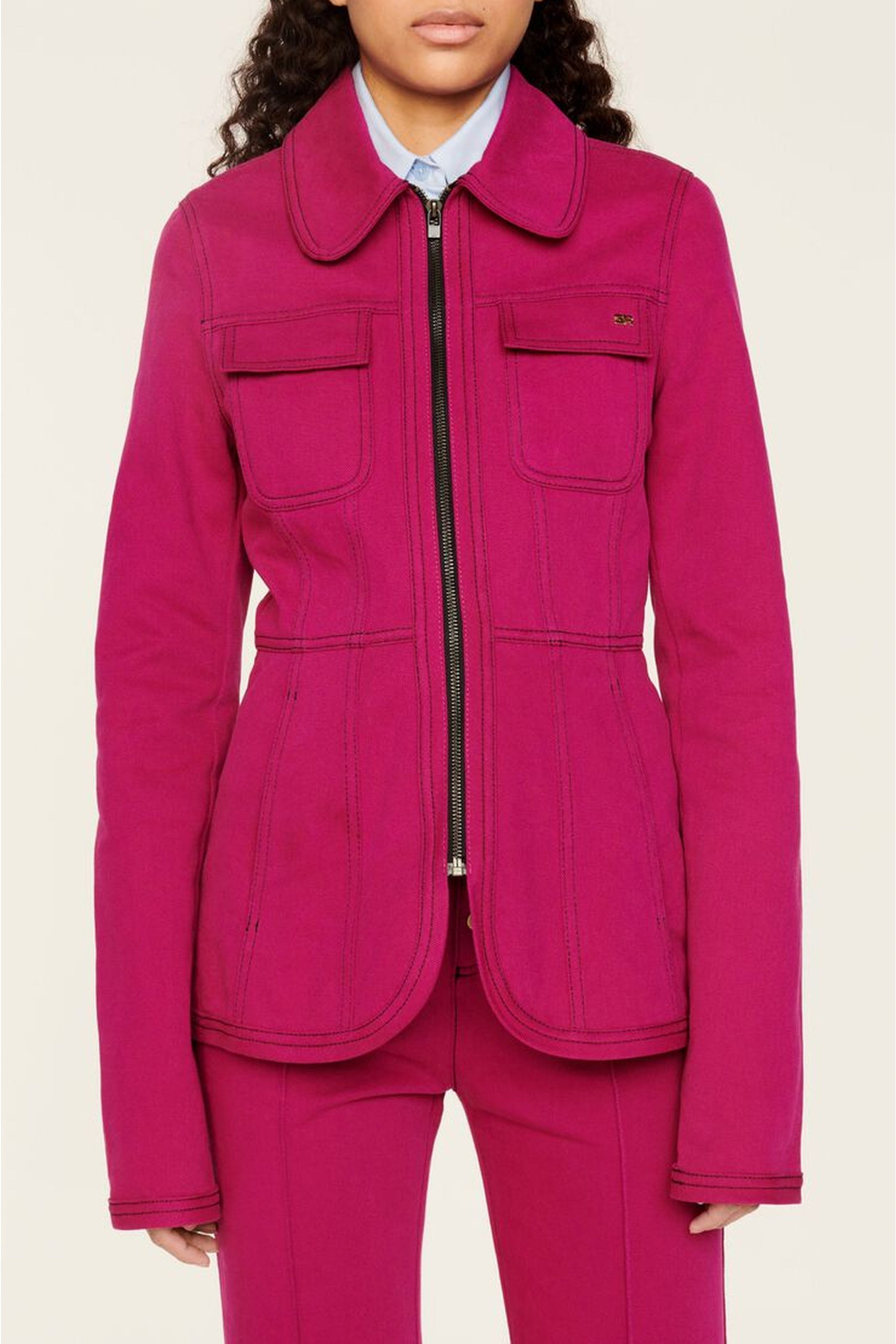 Veste coupe cintrée en jean - Fuchsia