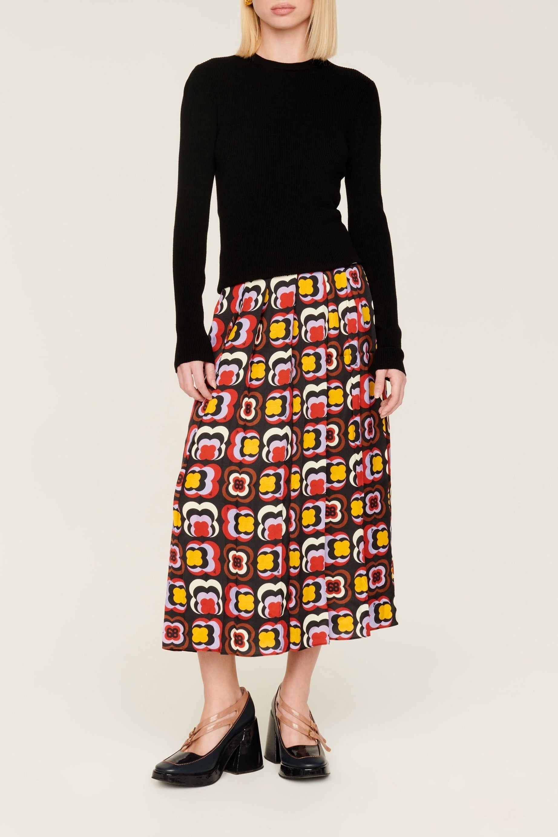 Jupe longue à motifs trèfles - Multicolor
