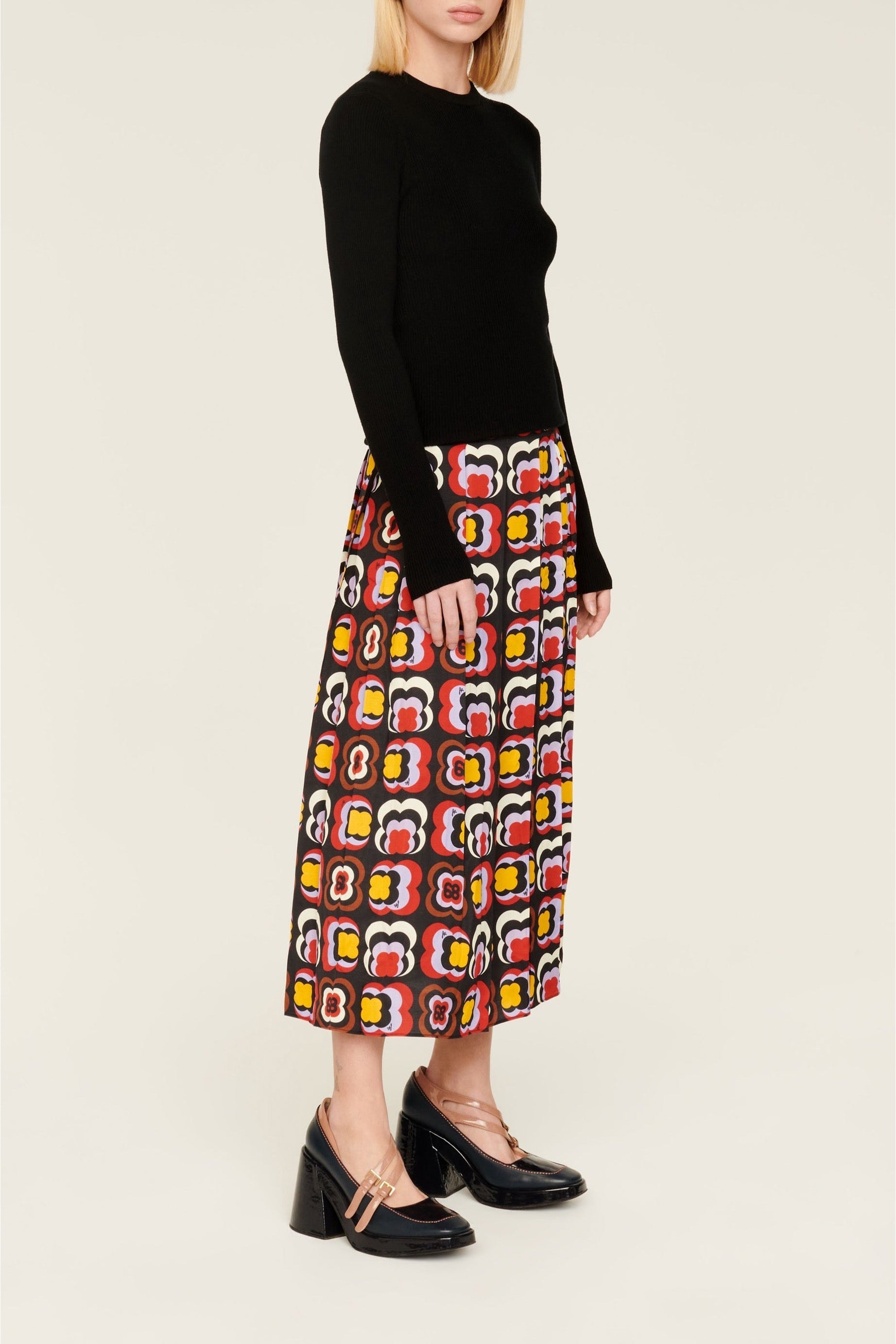 Jupe longue à motifs trèfles - Multicolor