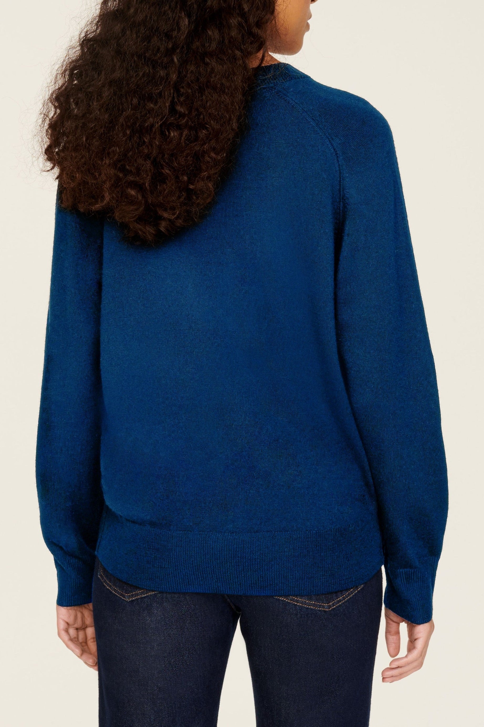 Pull à manches longues motifs coccinelle en laine - Bleu Nuit