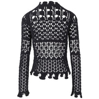Pull en fil de chenille et points ajourés - Noir