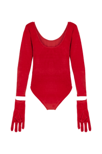 Body à strass avec gants - Rouge